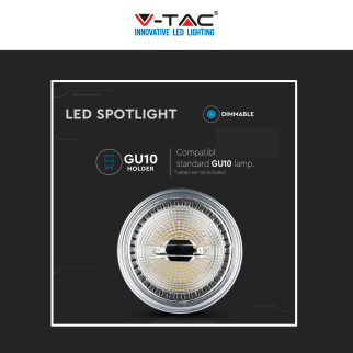 VT-1112D Faretto LED GU10 12W AR111 COB CRI≥90 Dimmerabile V-Tac