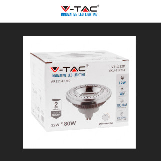VT-1112D Faretto LED GU10 12W AR111 COB CRI≥90 Dimmerabile V-Tac