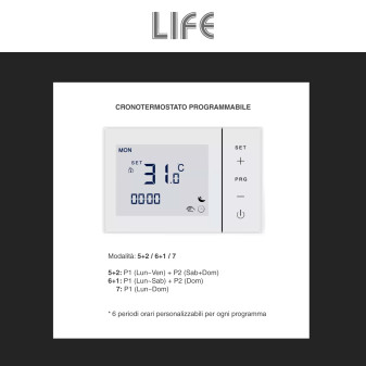 Cronotermostato Smart Programmabile Touch Colore Bianco Life