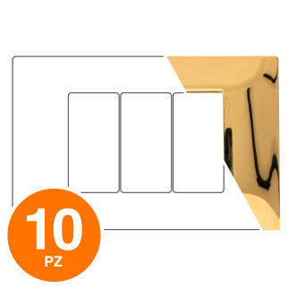 MAPAM Placca Tecnopolimero GEM 3P Oro Lucido - Confezione 10pz - mod. 6003-5 - Compatibile con Vimar PLANA
