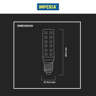 Lampadina LED E14 5W Tubolare T16 SMD Trasparente Imperia
