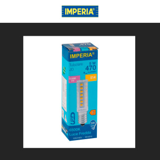 Lampadina LED E14 5W Tubolare T16 SMD Trasparente Imperia