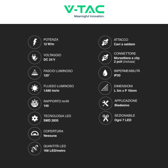 VT-2835-168 Striscia LED SMD Flessibile Monocolore 60W - 5 metri V-Tac