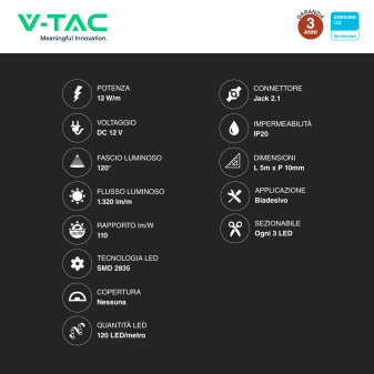 VT-2835 Striscia LED SMD Flessibile Monocolore 60W - 5 metri V-Tac