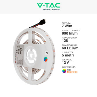 VT-5050-60 Striscia LED Flessibile 35W SMD RGB 60 LED/m 12V - 5m V-Tac