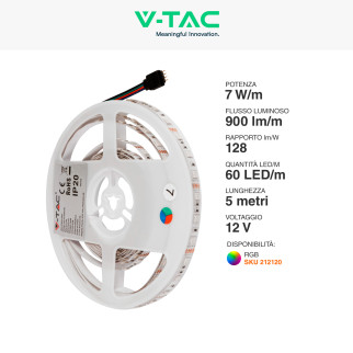 VT-5050-60 Striscia LED Flessibile 35W SMD RGB 60 LED/m 12V - 5m V-Tac