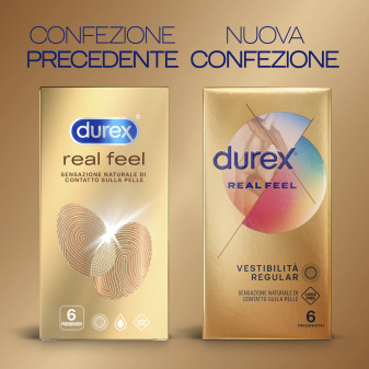 Preservativi Durex Real Feel con Forma Easy On Senza Lattice