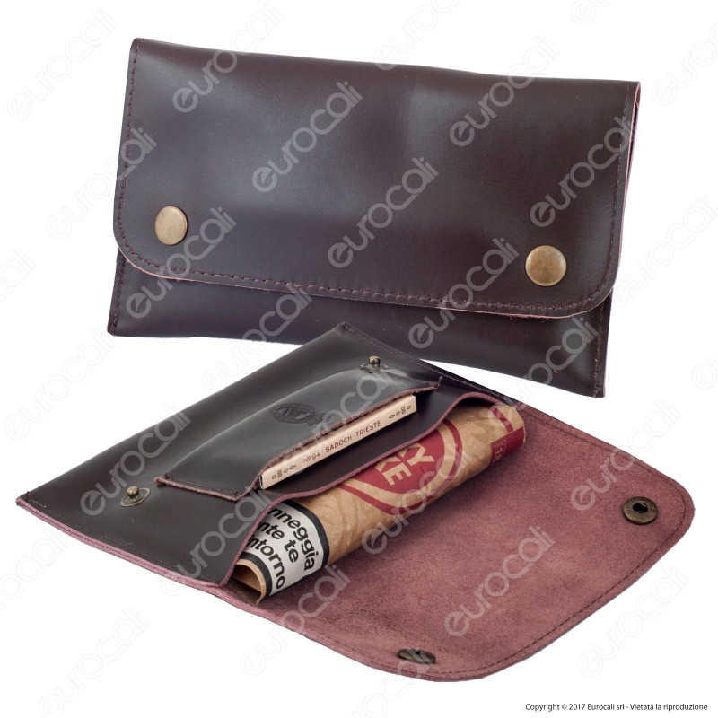 Bravo Rex Astuccio in Vera Pelle Portatabacco e Cartine