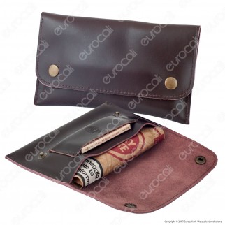 Bravo Rex Astuccio in Vera Pelle Portatabacco e Cartine