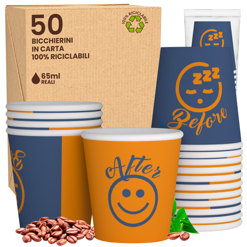 50 Bicchierini da Caffè in Carta DownUpCUP Blue da 65ml