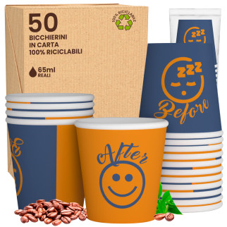 50 Bicchierini da Caffè in Carta DownUpCUP Blue da 65ml