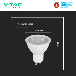 VT-247 Faretto LED GU10 6W Spotlight SMD Chip Samsung V-Tac Pro