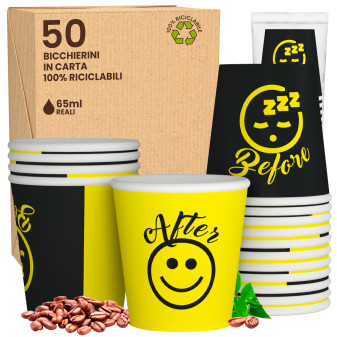 50 Bicchierini da Caffè in Carta DownUpCUP Yellow da 65ml