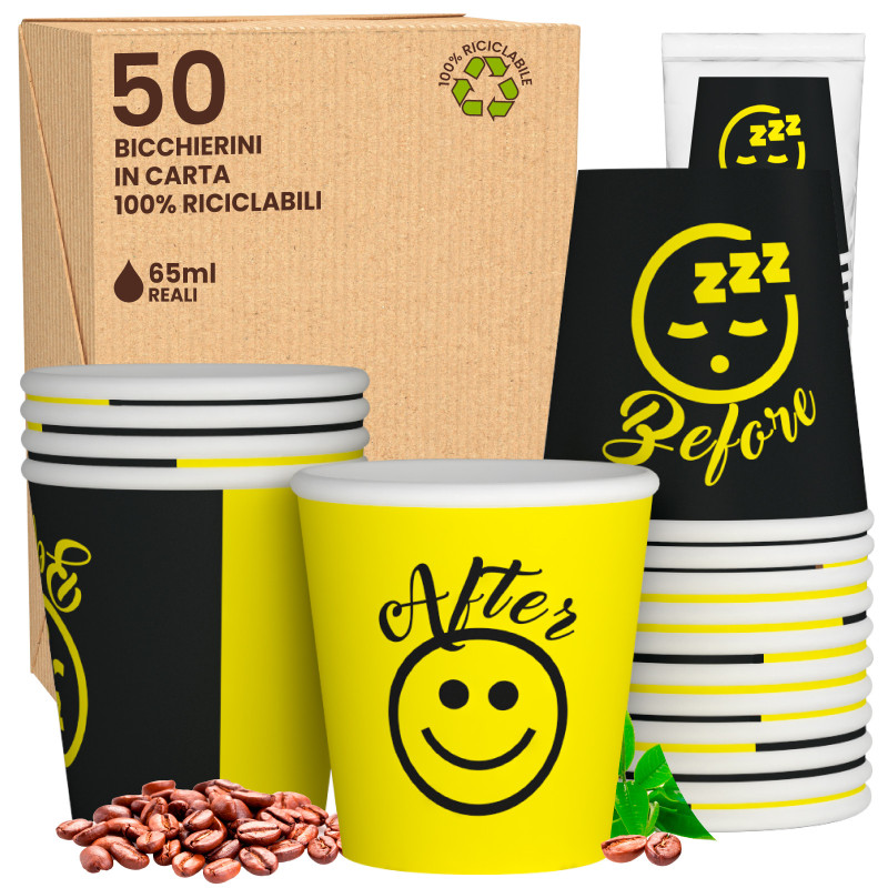 50 Bicchierini da Caffè in Carta DownUpCUP Yellow da 65ml