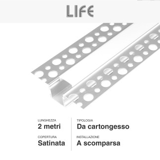 Profilo in Alluminio da 2m per Strisce LED Life