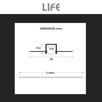 Profilo in Alluminio da 2m per Strisce LED Life