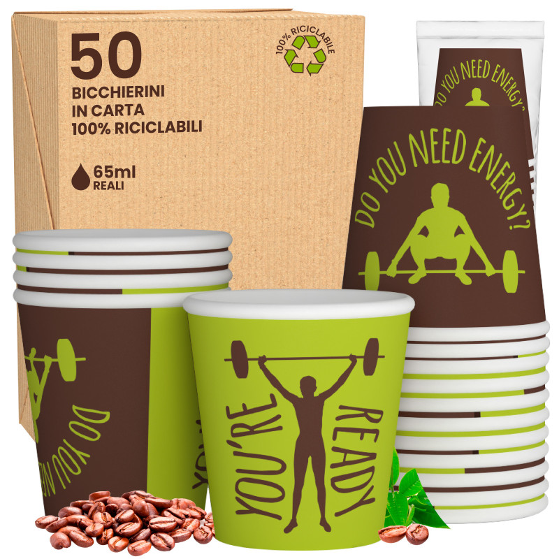 50 Bicchierini da Caffè in Carta ReadyCUP da 65ml