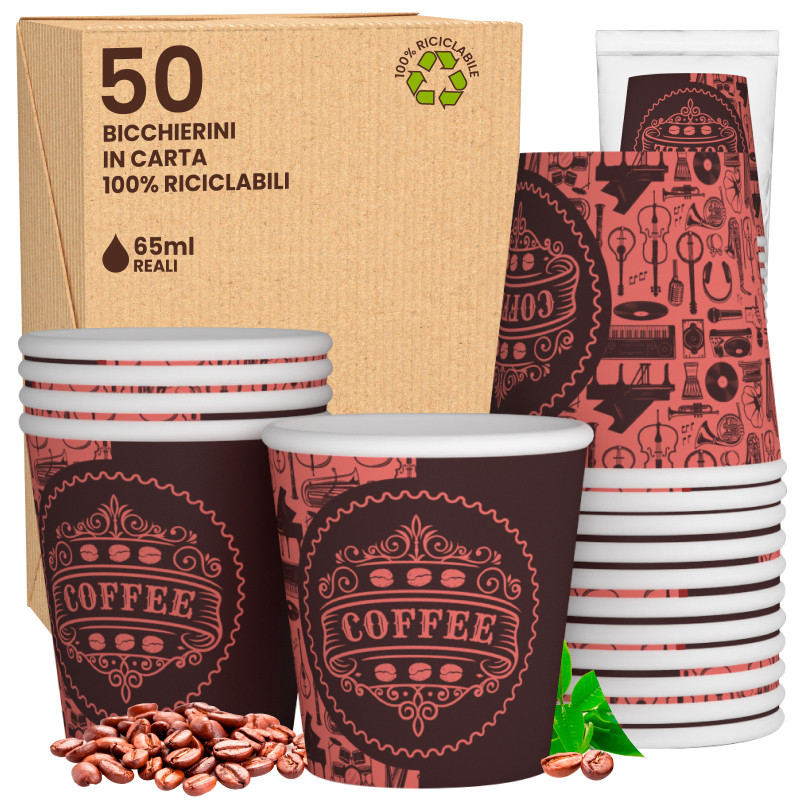 50 Bicchierini da Caffè in Carta PubPinkCUP da 65ml
