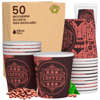 50 Bicchierini da Caffè in Carta PubPinkCUP da 65ml
