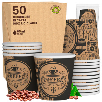 50 Bicchierini da Caffè in Carta PubBeigeCUP da 65ml