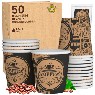 50 Bicchierini da Caffè in Carta PubBeigeCUP da 65ml