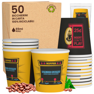 50 Bicchierini da Caffè in Carta ArcadeCUP da 65ml