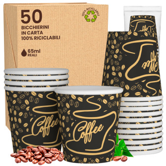50 Bicchierini da Caffè in Carta CoffeeGoldCUP da 65ml
