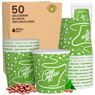 50 Bicchierini da Caffè in Carta CoffeeGreenCUP da 65ml