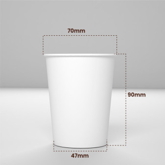 50 Bicchieri in Carta Riciclabile Bianco da 200ml e Coperchi