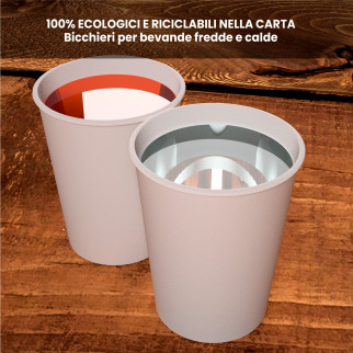 50 Bicchieri in Carta Riciclabile Bianco da 166ml con Coperchi