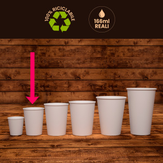 50 Bicchieri in Carta Riciclabile Bianco da 166ml con Coperchi