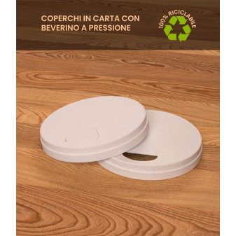 50 Bicchieri in Carta Riciclabile Colore Celeste da 200ml e Coperchi