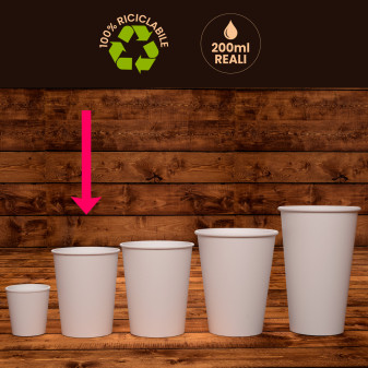 50 Bicchieri in Carta Riciclabile Colore Celeste da 200ml e Coperchi