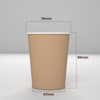 50 Bicchieri in Carta Riciclabile Colore Avana da 200ml con Coperchi
