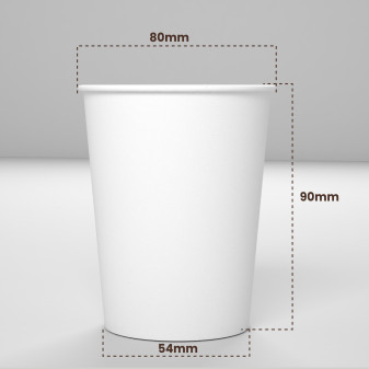 50 Bicchieri in Carta Riciclabile Bianco da 240ml con Coperchi