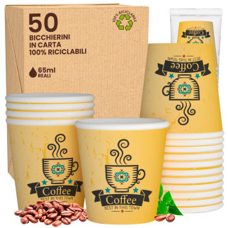 50 Bicchierini da Caffè in Carta CuzcoCUP Yellow da 65ml