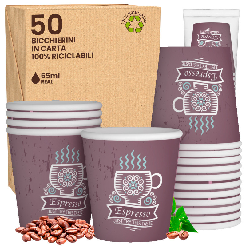 50 Bicchierini da Caffè in Carta CuzcoCUP Brown da 65ml