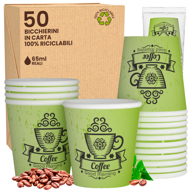 50 Bicchierini da Caffè in Carta CuzcoCUP Green da 65ml
