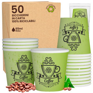 50 Bicchierini da Caffè in Carta CuzcoCUP Green da 65ml