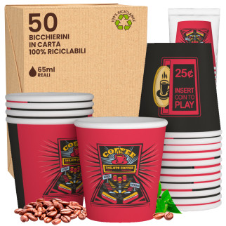 50 Bicchierini da Caffè in Carta FlipperCUP da 65ml