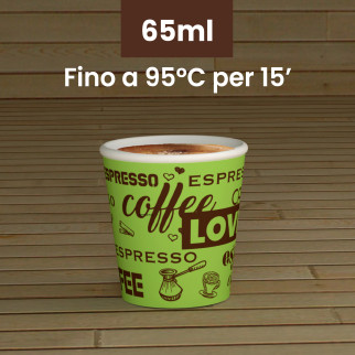 100 Bicchierini in Carta Riciclabile LoveGreenCUP da 65ml e Coperchi