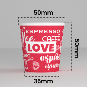 100 Bicchierini in Carta Riciclabile LoveRedCUP da 65ml e Coperchi