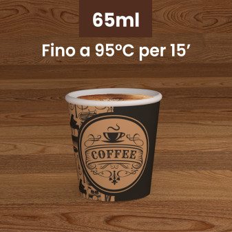 100 Bicchierini in Carta Riciclabile PubBeigeCUP da 65ml e Coperchi