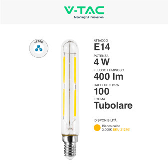 VT-2204 Lampadina LED E14 Bulb T20 Filament Vetro V-Tac