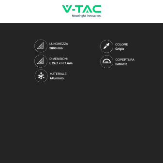 VT-8156 Profilo in Alluminio da 2m per Strisce LED V-Tac