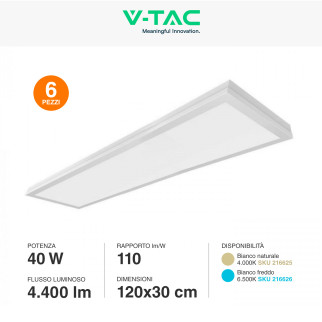 VT-6147 6 Pannelli LED Rettangolari 120x30 40W SMD Driver V-Tac
