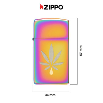 Accendino Zippo Slim 48670 Leaf Design Ricaricabile Antivento