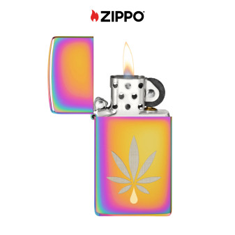 Accendino Zippo Slim 48670 Leaf Design Ricaricabile Antivento