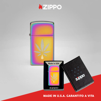 Accendino Zippo Slim 48670 Leaf Design Ricaricabile Antivento