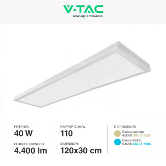 VT-12030 Pannello LED Rettangolare 120x30 40W SMD Driver V-Tac